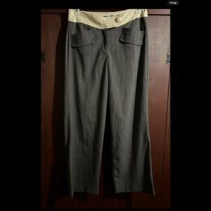 NWOT Eva Franco Pin Stripe Wide Leg Dress Pants Gray, Cream, Gold Size 10